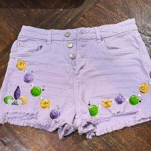 Lavender Embellished Shorts